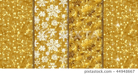 Golden pattern seamless backgrounds four in one set 44948667