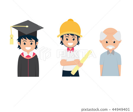 Three Flat Cartoon Graduated Engineering Old Man Three Flat Cartoon Graduated Engineering Old Man 44949401