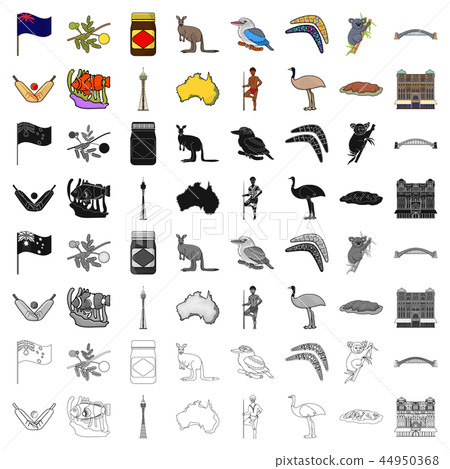Australia set icons in cartoon style. Big collection of Australia vector symbol stock illustration 44950368