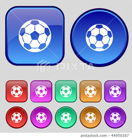 Football icon sign. A set of twelve vintage button 44950387