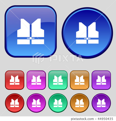 Working vest icon sign. A set of twelve vintage bu 44950435