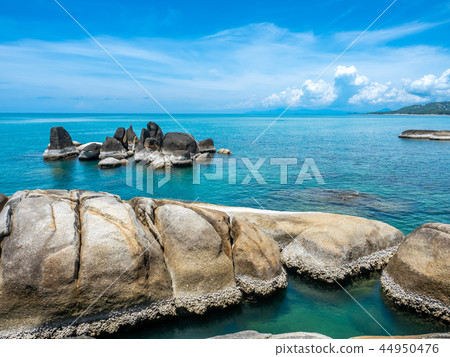 Rocky beach, seascape view, Samui island, Thailand Rocky beach, seascape view, Samui island, Thailand 44950476