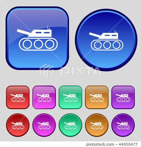 Tank, war, army icon sign. A set of twelve vintage Tank, war, army icon sign. A set of twelve vintage 44950477