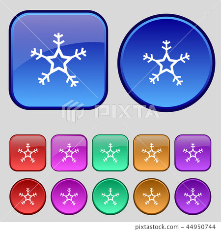 snow icon sign. A set of twelve vintage buttons fo snow icon sign. A set of twelve vintage buttons fo 44950744