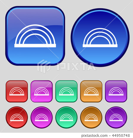 rainbow icon sign. A set of twelve vintage buttons rainbow icon sign. A set of twelve vintage buttons 44950748