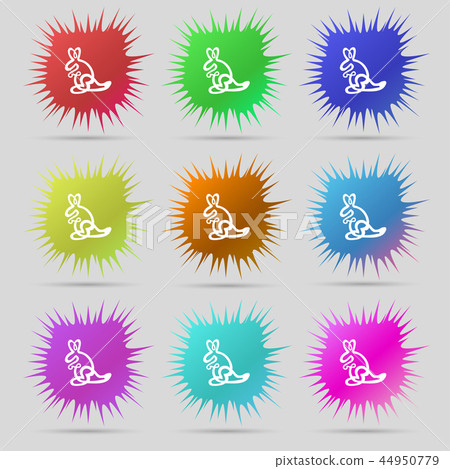 Kangaroo Icon sign. A set of nine original needle 44950779