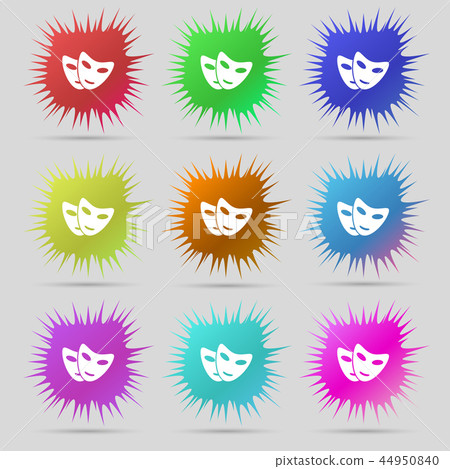 mask icon sign. A set of nine original needle butt mask icon sign. A set of nine original needle butt 44950840
