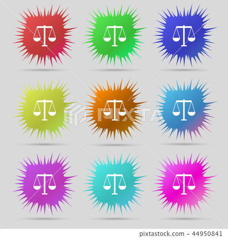 Scales of Justice icon sign. A set of nine origina Scales of Justice icon sign. A set of nine origina 44950841