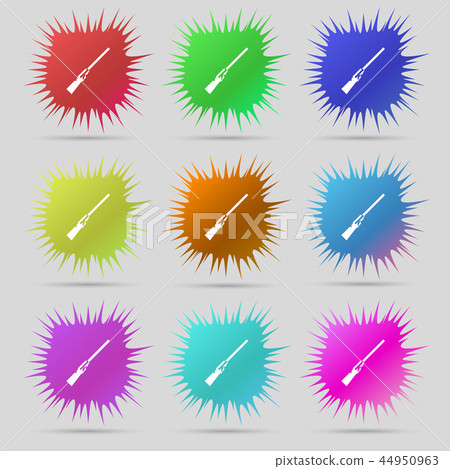 Shotgun icon sign. A set of nine original needle b 44950963