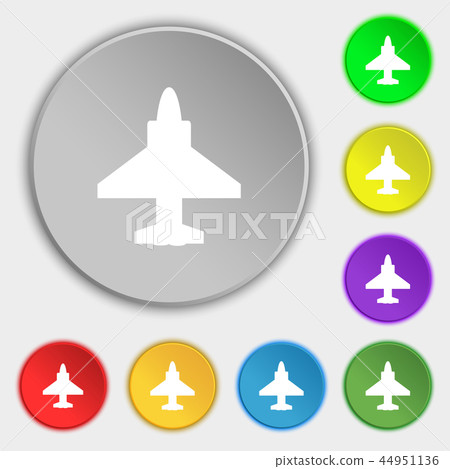 Aircraft or Airplane Icon sign. Symbol on eight fl Aircraft or Airplane Icon sign. Symbol on eight fl 44951136