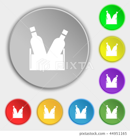 Beer bottle icon sign. Symbol on eight flat button Beer bottle icon sign. Symbol on eight flat button 44951165