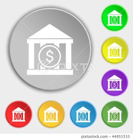 bank vector icon sign. Symbol on eight flat button 44951533
