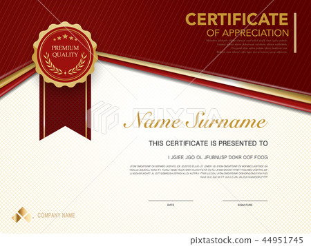 diploma certificate template red and gold color. 44951745