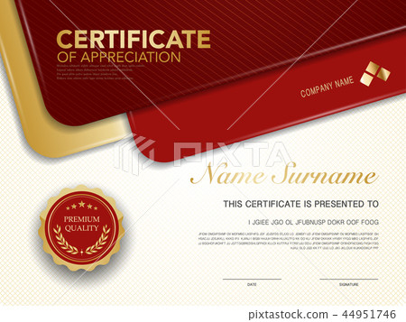 diploma certificate template red and gold color. 44951746