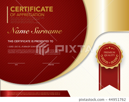 diploma certificate template red and gold color. 44951762