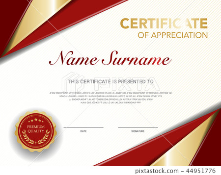diploma certificate template red and gold color. 44951776