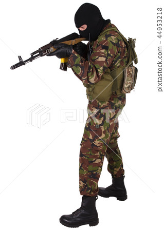 Ukrainian volunteer with kalashnikov rifle Ukrainian volunteer with kalashnikov rifle 44953218
