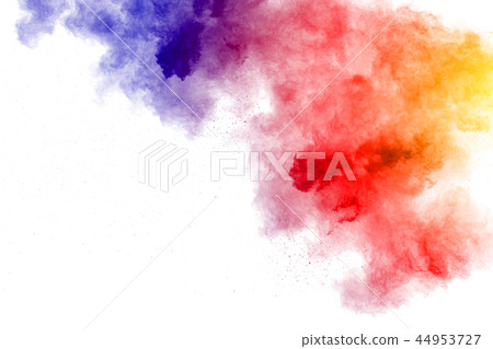 Abstract multi color powder explosion on white. 44953727