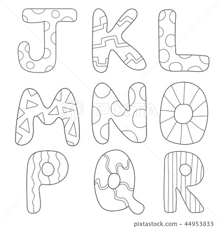 Cartoon Alphabet Coloring Book or Page Set for Children Education and Fun 44953833
