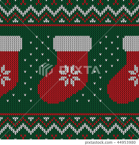 Christmas knitted pattern. Christmas knitted pattern. 44953980