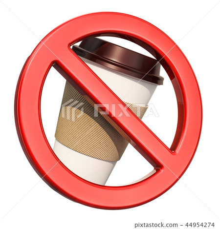 Prohibition ban symbol with disposable plastic cup 44954274