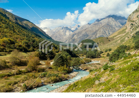 Landscape view of Caucasus mountain river 44954460