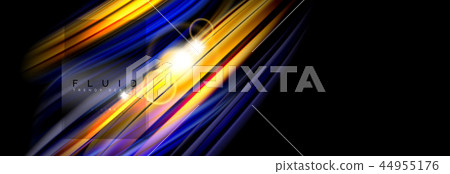 Background abstract design, flowing mixing liquid color waves on black 44955176