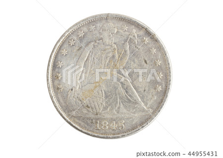 old vintage silver dollar isolated on background 44955431