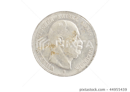 Old silver coin - German mark isolated on white 44955439