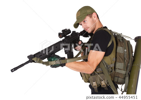 Private military contractor with m16 rifle 44955451