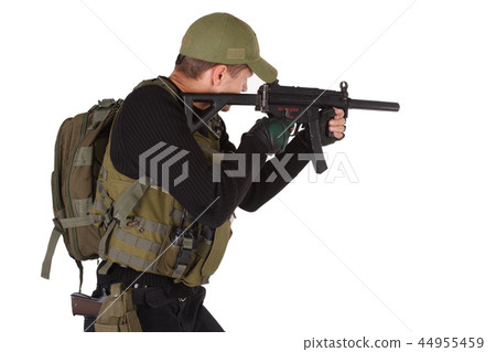 Private military contractor with submachine gun Private military contractor with submachine gun 44955459