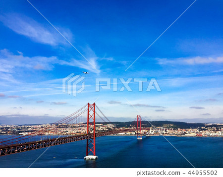 25th of April Bridge in Lisabon, panoramic view 44955502