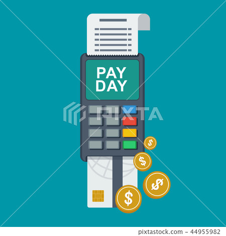 Tax day concept. Terminal for payment by credit card. 44955982