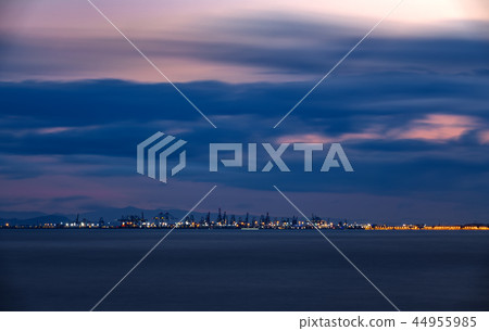 Very long exposure of Valencia commercial port at dusk Very long exposure of Valencia commercial port at dusk 44955985