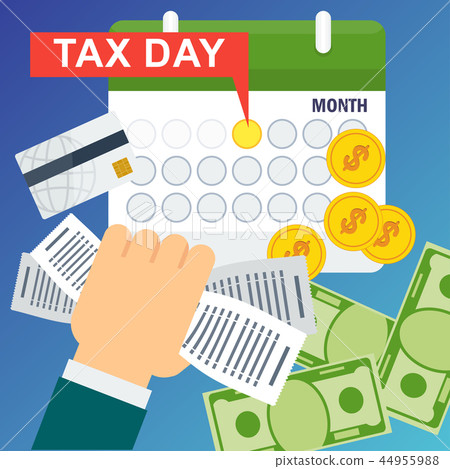 Tax day concept. Man holds accounts in his hand. Tax day concept. Man holds accounts in his hand. 44955988