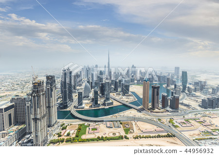Aerial view of modern skyscrapers, Dubai, UAE. 44956932