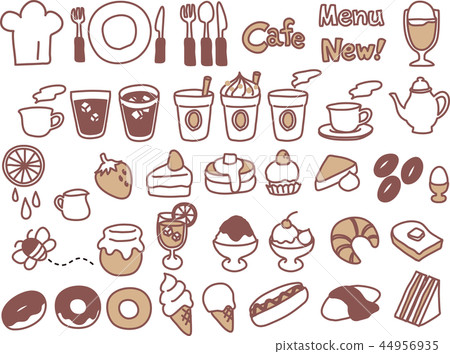 咖啡廳圖標集*插圖主（復古3種顏色） 44956935