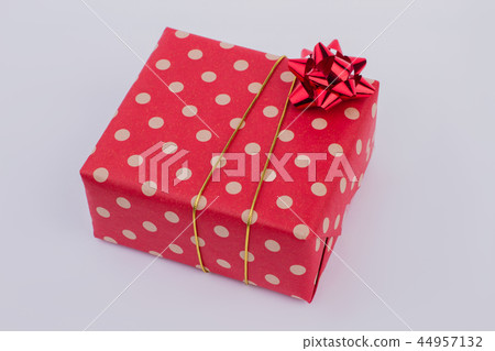 Red polka dot gift box. Red polka dot gift box. 44957132