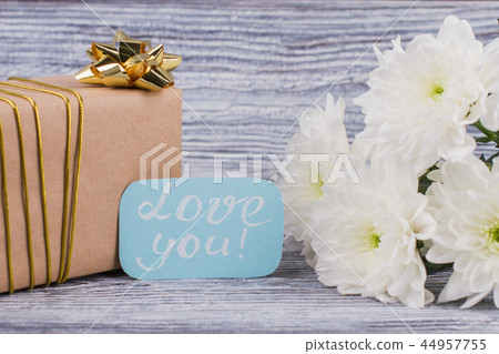 Gift box and flowers for Valentine holiday. Gift box and flowers for Valentine holiday. 44957755