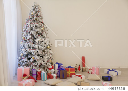 Christmas tree with presents, Garland lights new year Christmas tree with presents, Garland lights new year 44957836