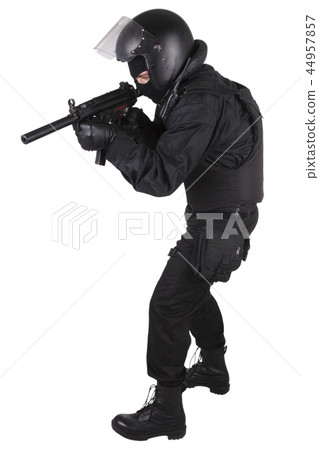 police special forces officer with submachine gun police special forces officer with submachine gun 44957857