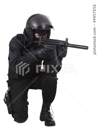 police special forces officer with submachine gun police special forces officer with submachine gun 44957858