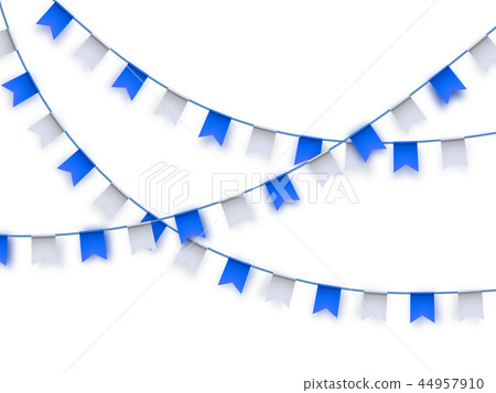 Traditional Blue And White Bunting Flags On Stock