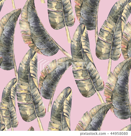 Natural illustration, watercolor seamless pattern of leaves 44958080