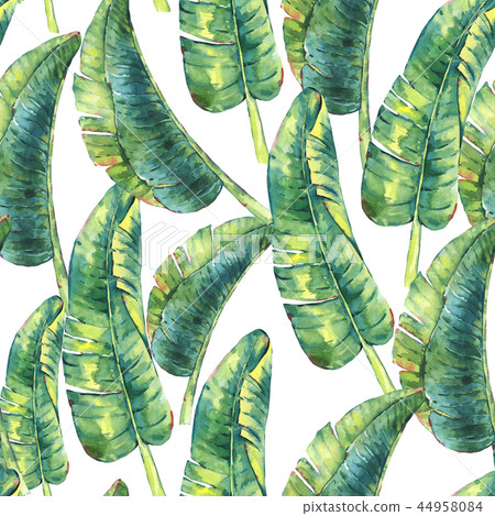 Natural illustration, watercolor seamless pattern of leaves 44958084