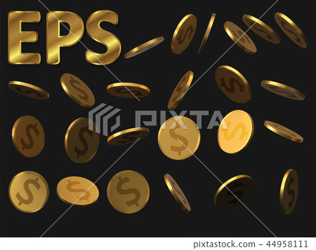 set of golden dollar coins. realistic vector... - Stock Illustration ...