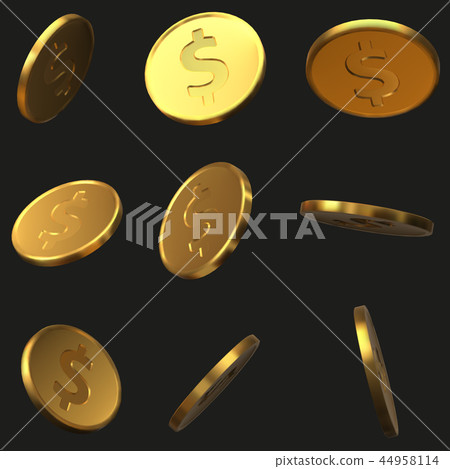 set of golden dollar coins. realistic vector... - Stock Illustration ...