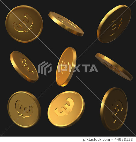 set of golden euro coins. realistic vector illustration. set of golden euro coins. realistic vector illustration. 44958138