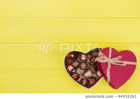 Gift box with dark and milk chocolate. Gift box with dark and milk chocolate. 44958261