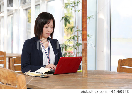 Nomad worker working in cafe Nomad worker working in cafe 44960968